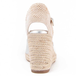 Alpargata De Cuña - Plateado - Altura: 8 Cm