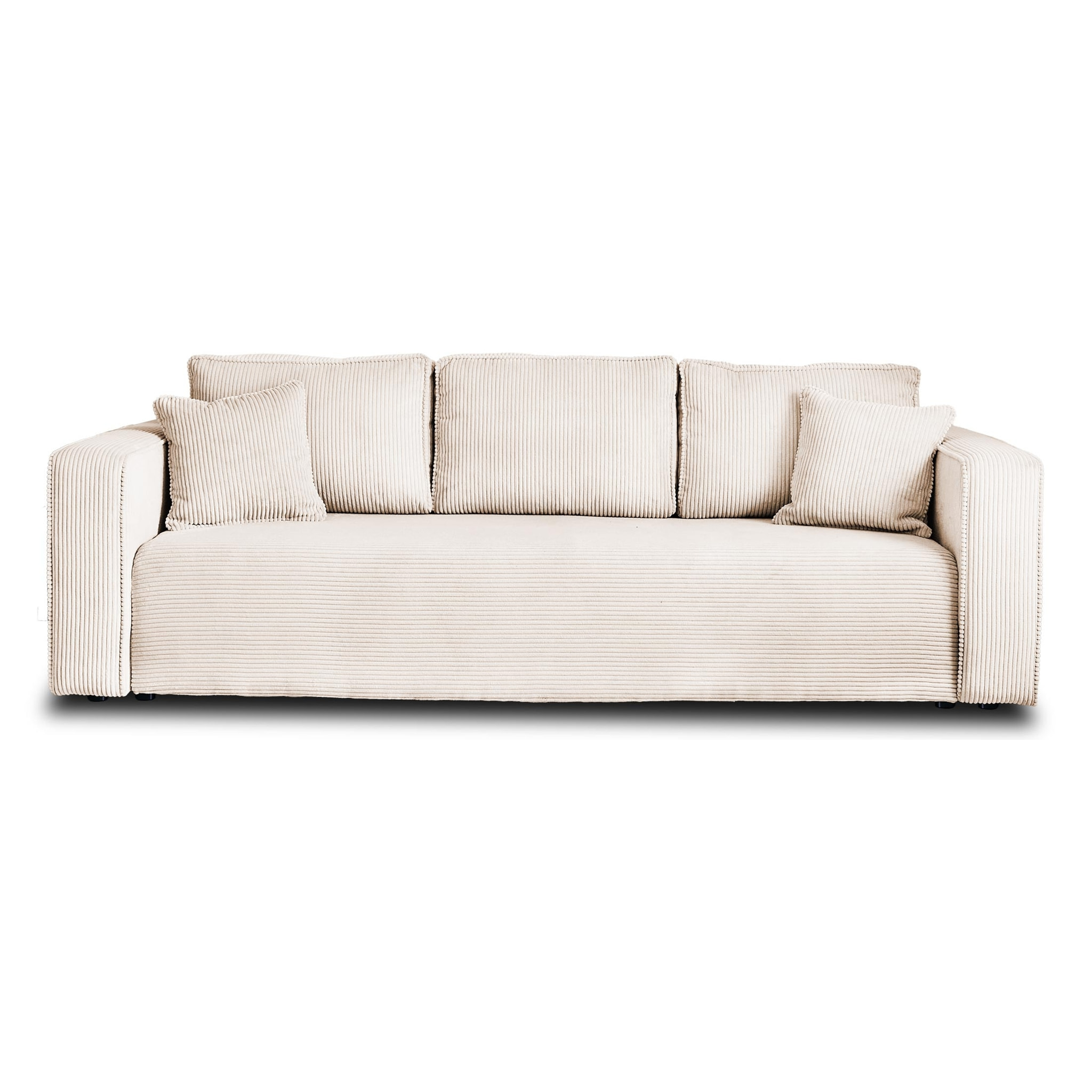 Topaze - canapé 3 places - convertible avec coffre - en velours côtelé - Beige