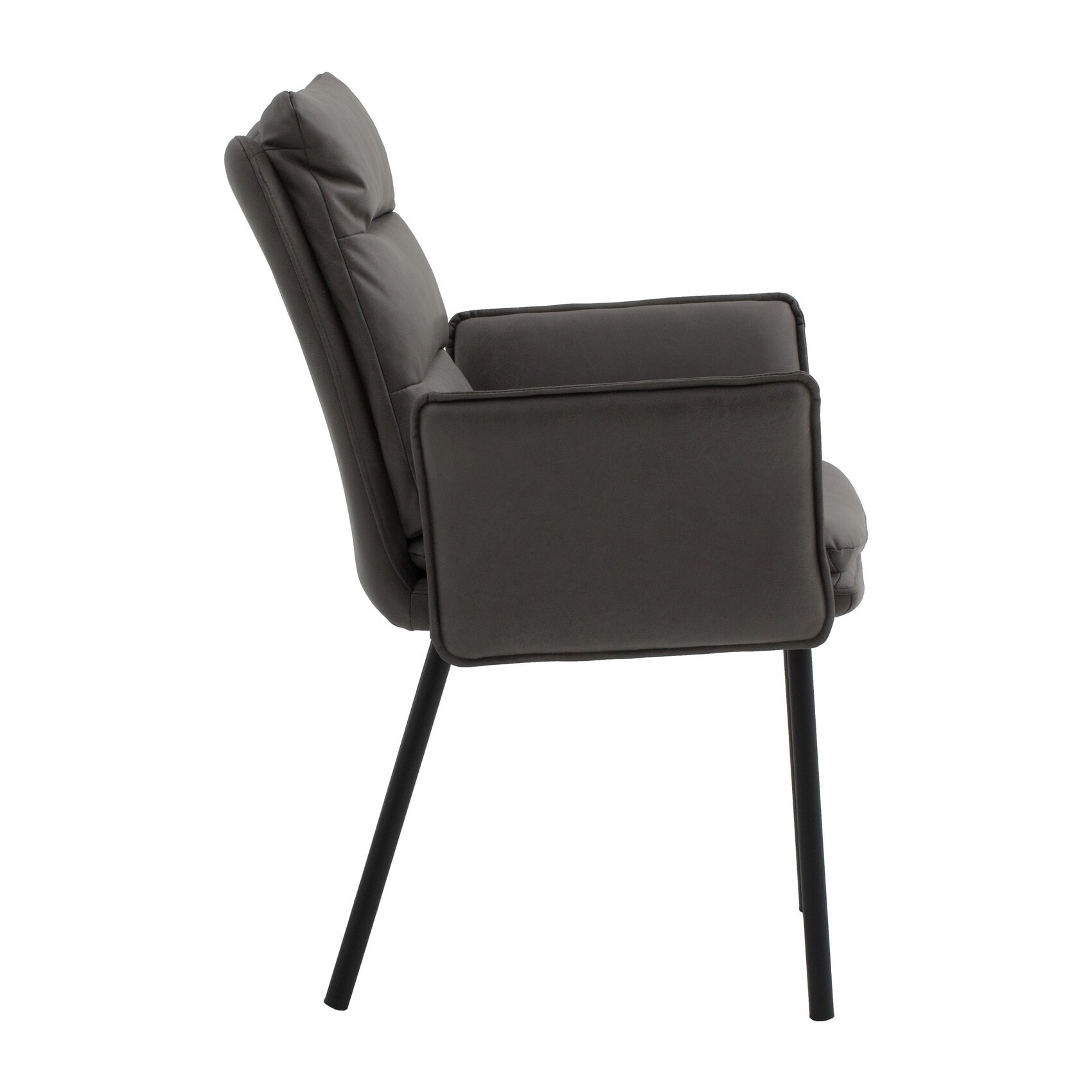 Set di 2 sedie MALIBÙ in similpelle antracite e gambe in metallo nero, con braccioli