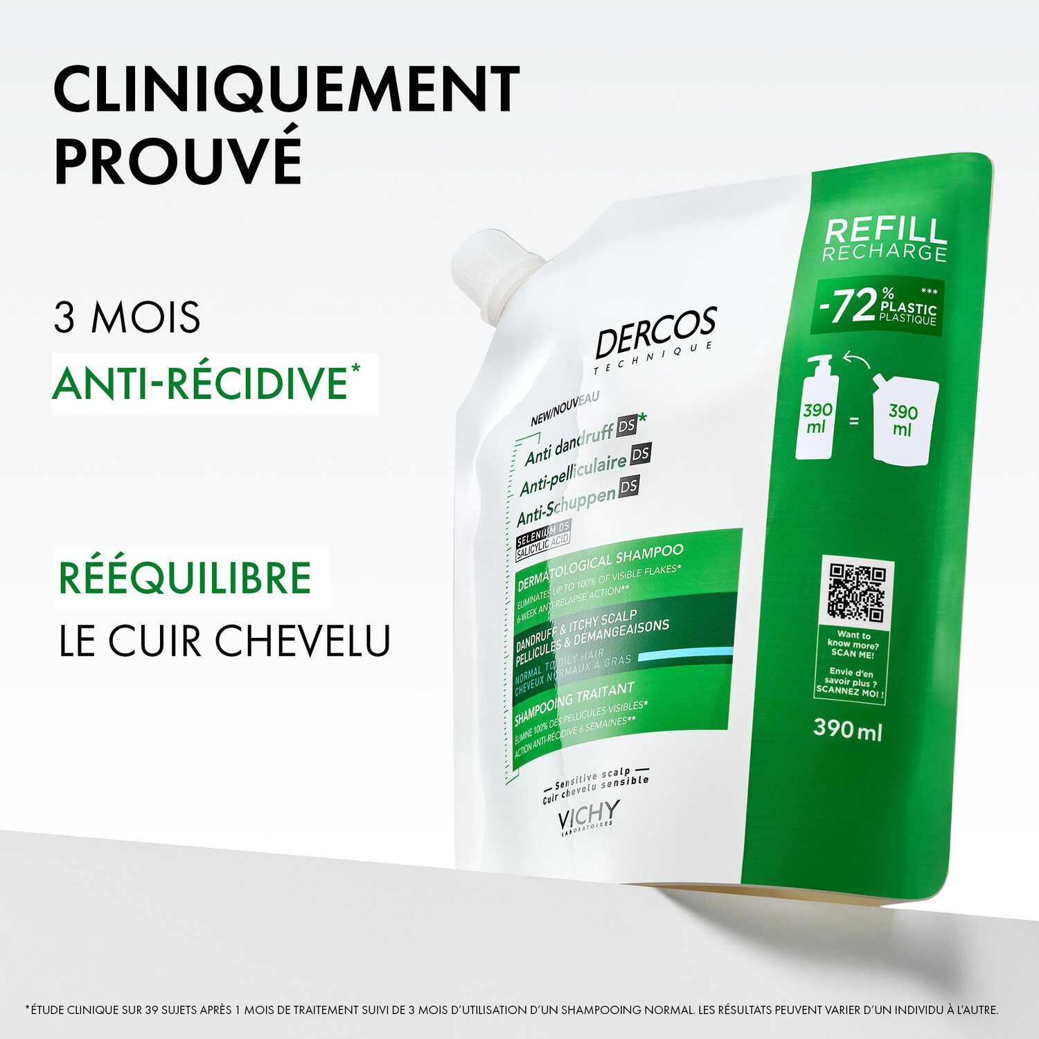 Dercos Technique  - Éco-recharge Shampooing Traitant Anti-Pelliculaire