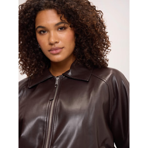Fiorella Rubino - Giacca biker con coulisse al fondo - Marrone