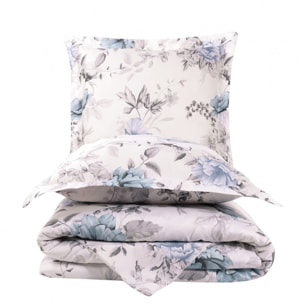 Parure housse de couette 240x220 cm et 2 taies d'oreiller 63x63cm satin de coton imprimé