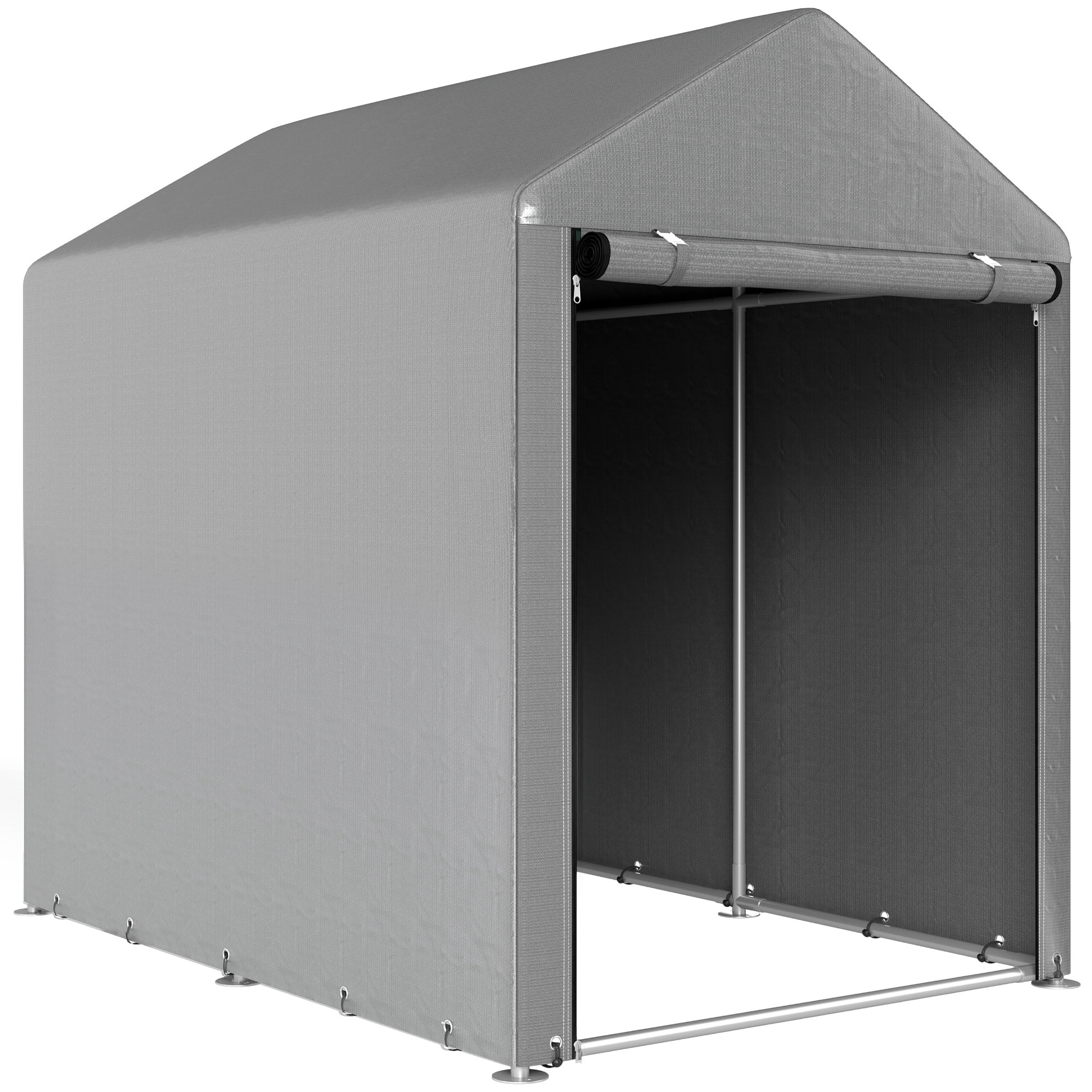 Abri de jardin tente de stockage portable abri de vélo garage pour extérieur avec cadre en métal galvanisé et grande porte, 1,2 x 1,8 m gris