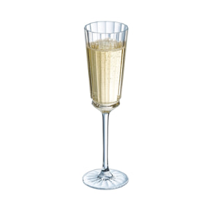 6 flûtes à Champagne 17cl Macassar - Cristal d'Arques - Verre ultra transparent au design vintage