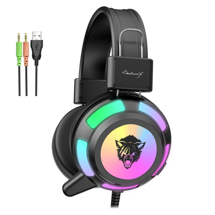 Headset V8 RGB. Auriculares gaming para PC con micro incorporado y luz LED.