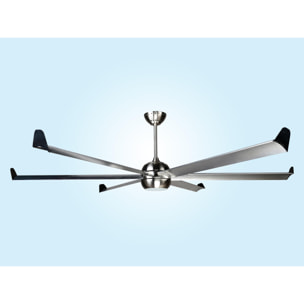 Ventilador de techo DC plata con aspas de aluminio 236cm y luz para 125m2 BIGCOOL BS-BS PURLINE
