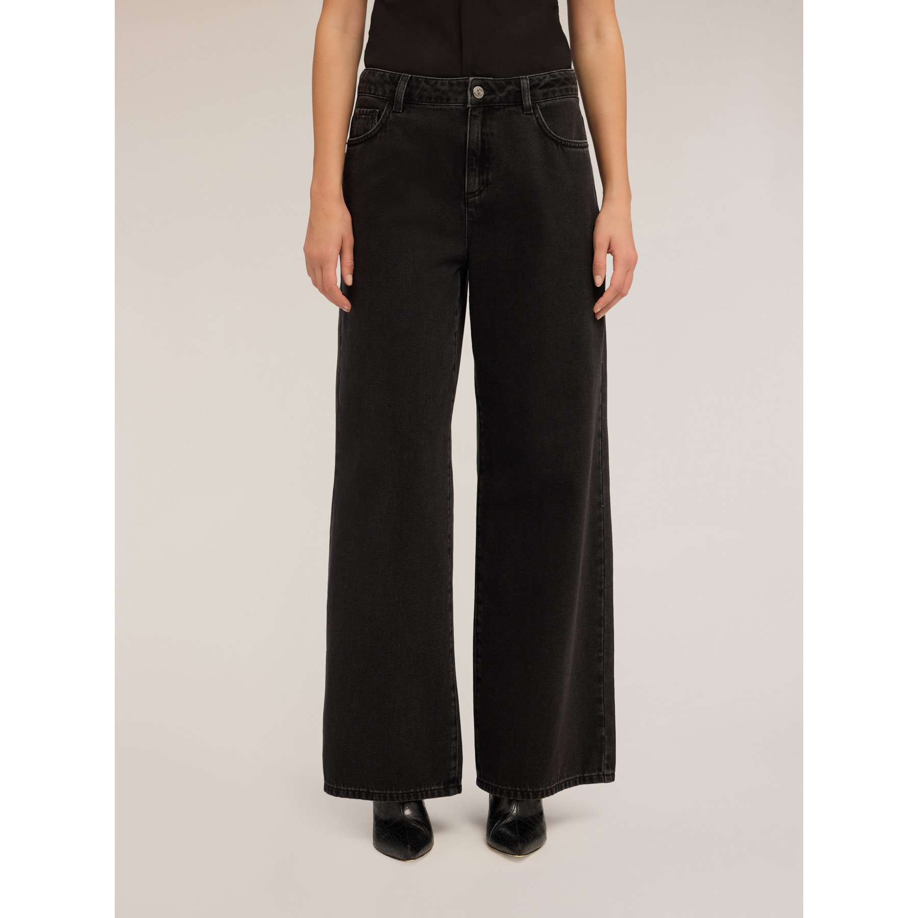 Motivi - Jeans wide leg slouchy neri - Nero
