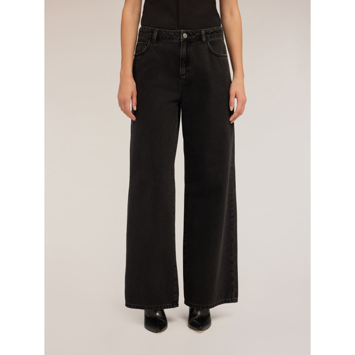 Motivi - Jeans wide leg slouchy neri - Nero