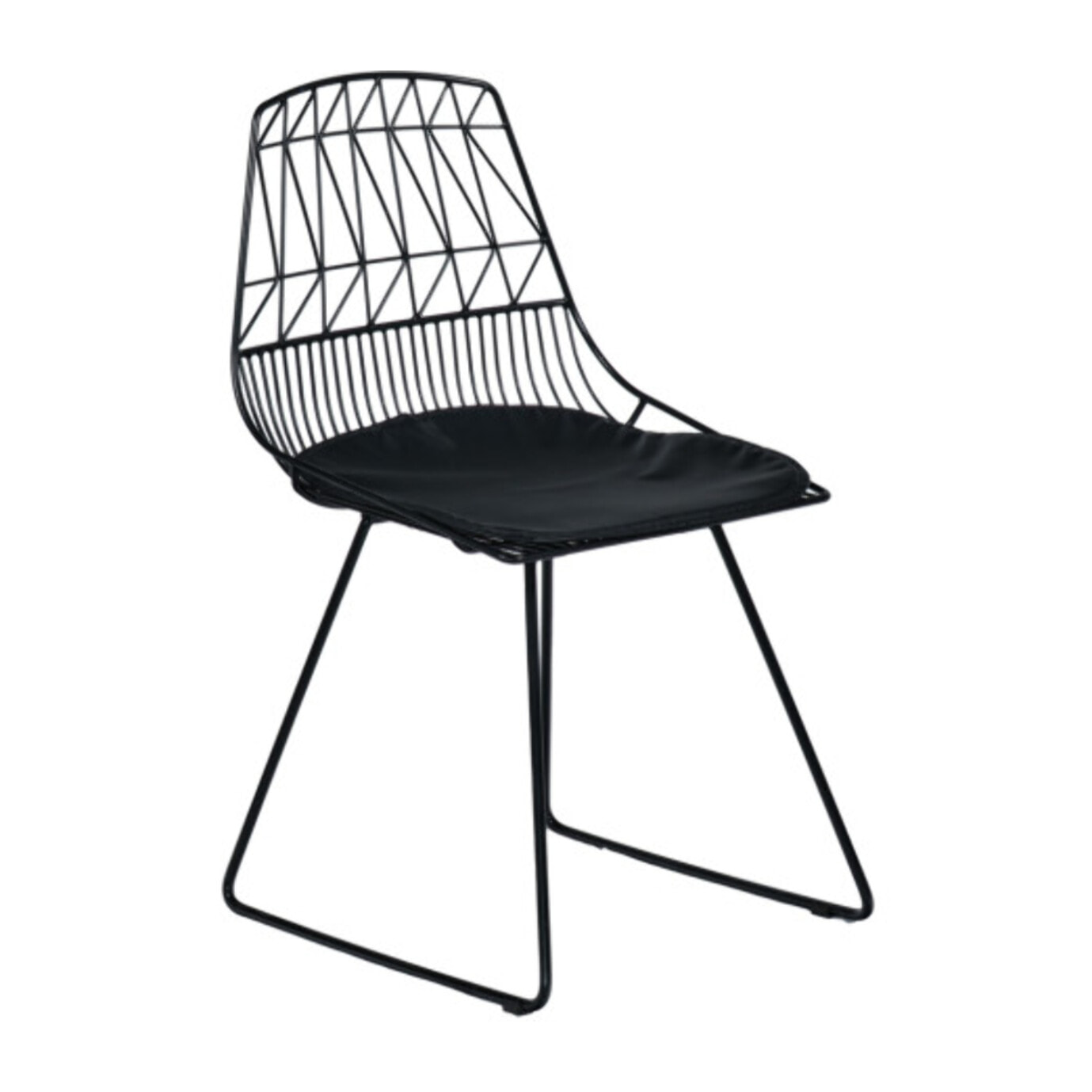 Chaise filaire en métal noir - dossier forme géométrique - PALERMO 01