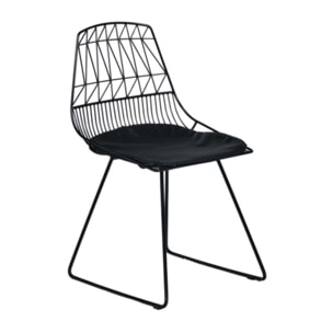 Chaise filaire en métal noir - dossier forme géométrique - PALERMO 01