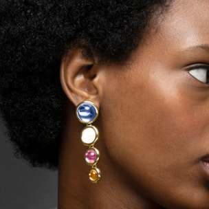 Pendientes de Cristal Multicolor acabados en oro amarillo de 18K
