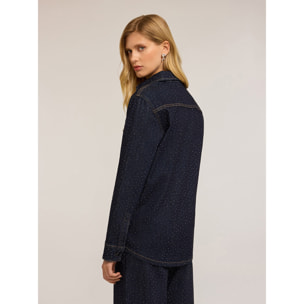 Motivi - Camicia in denim con micro borchie - Blu
