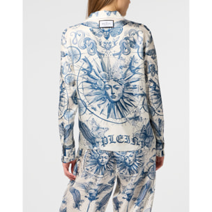 PHILIPP PLEIN Silk Pajama Shirt Butterfly Tattoo