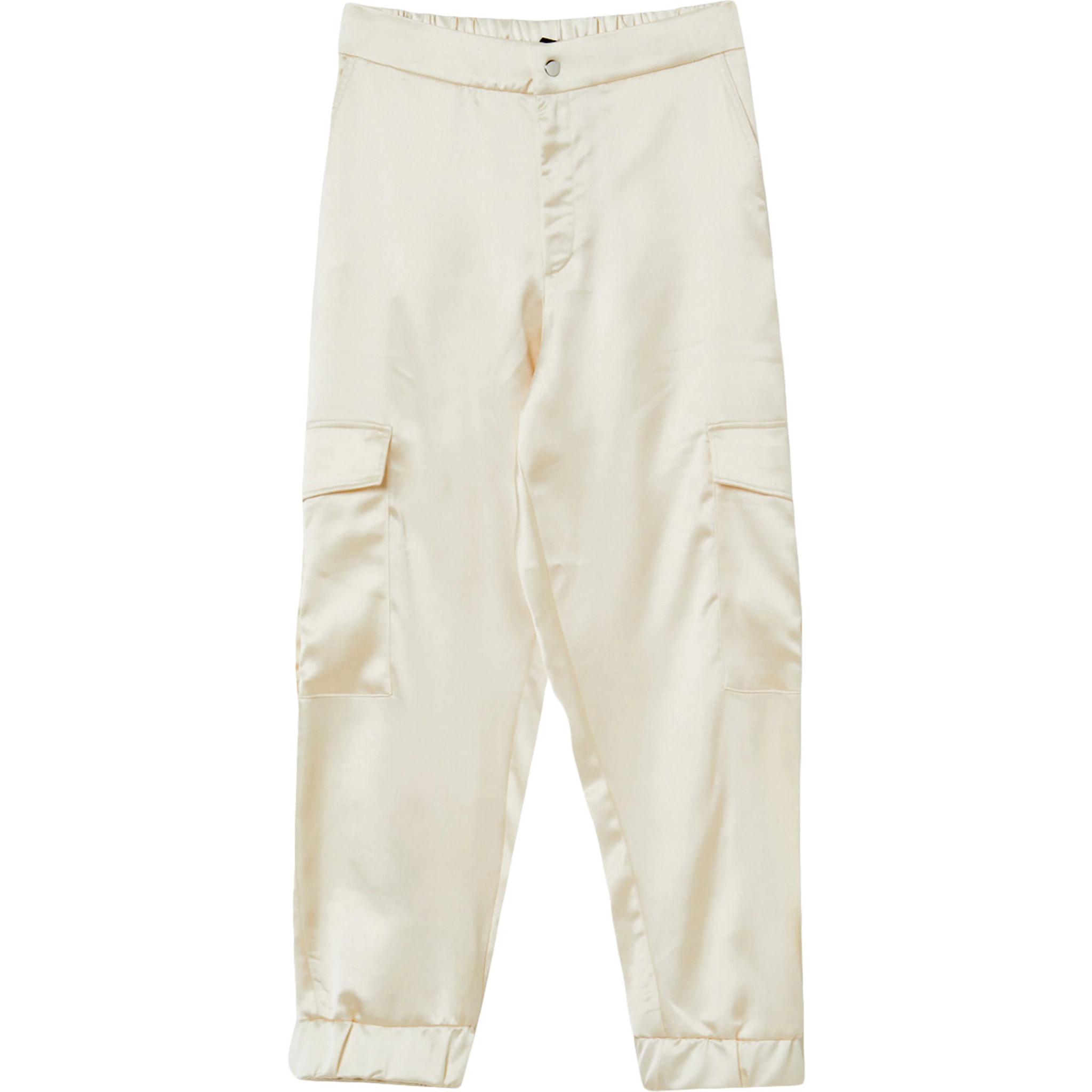 Pantalone cargo effetto raso