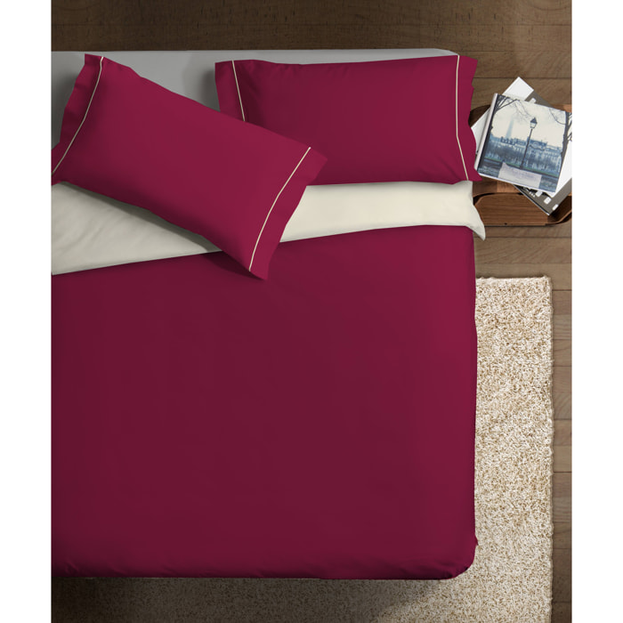 Parure Copripiumino Double-Color Bordeaux/Panna