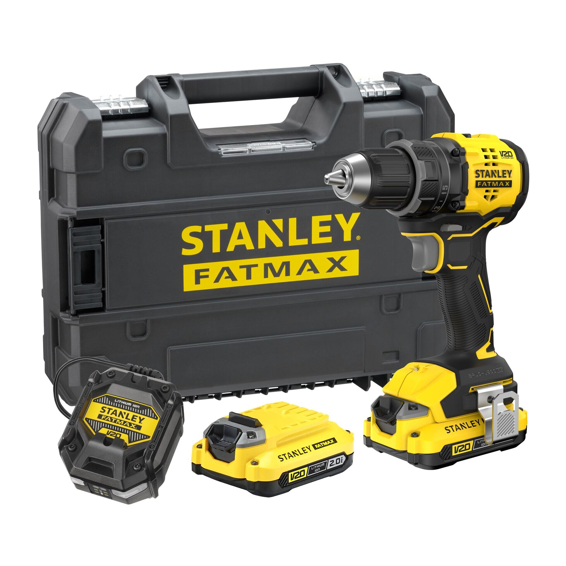 Perceuse visseuse 60Nm Brushless V20 FatMax 18V avec 2 Batteries 2Ah en malette Pro-Stack