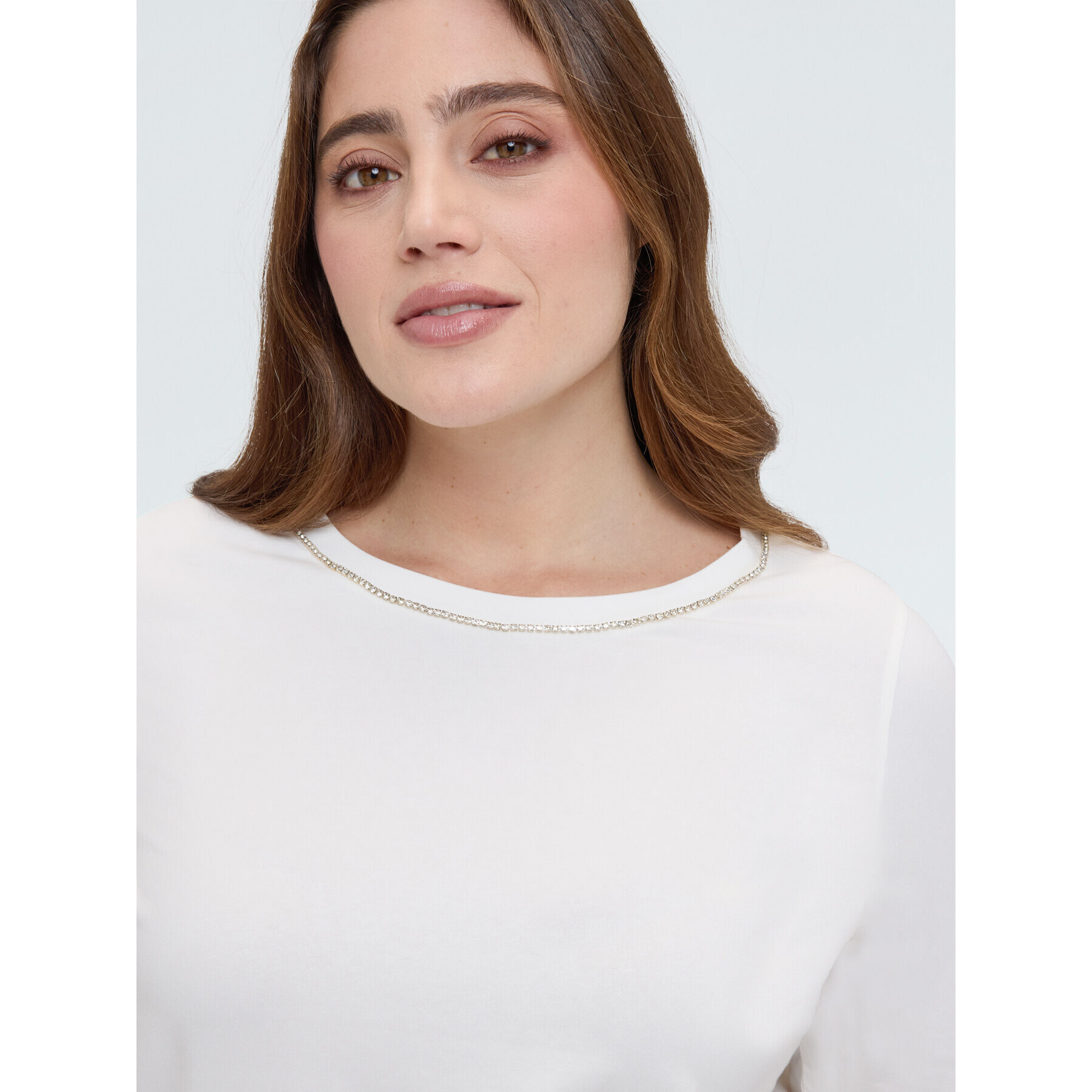 Fiorella Rubino - Camiseta de algodón con aplicaciones luminosas - Blanco