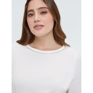 Fiorella Rubino - Camiseta de algodón con aplicaciones luminosas - Blanco
