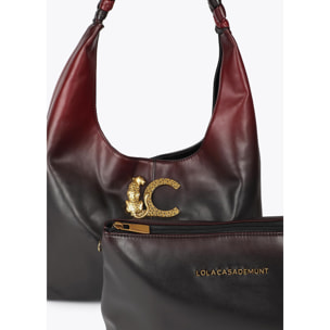 Borsa Shopper Effetto Pelle con Manico Intrecciato e Logo LC Leopardo