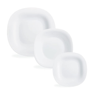 Service de table 18 pièces Carine blanc - Luminarc - Opale trempé extra résistant