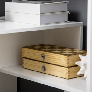 Bureau informatique design contemporain avec bibliothèque zig zag 4 étagères panneaux particules blanc