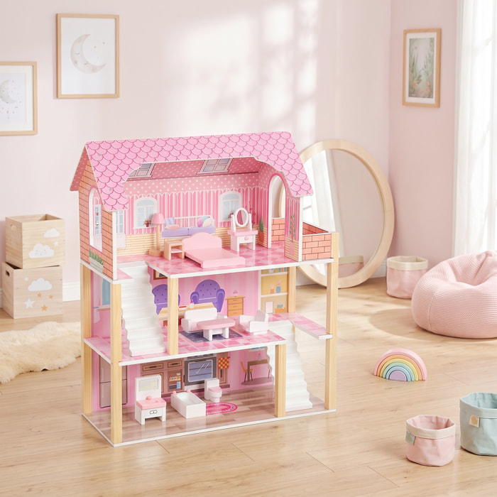 Maison de poupée en bois jeu d'imitation grand réalisme avec acessoires