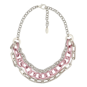 Collar "triple cadena" en plata-rosa.