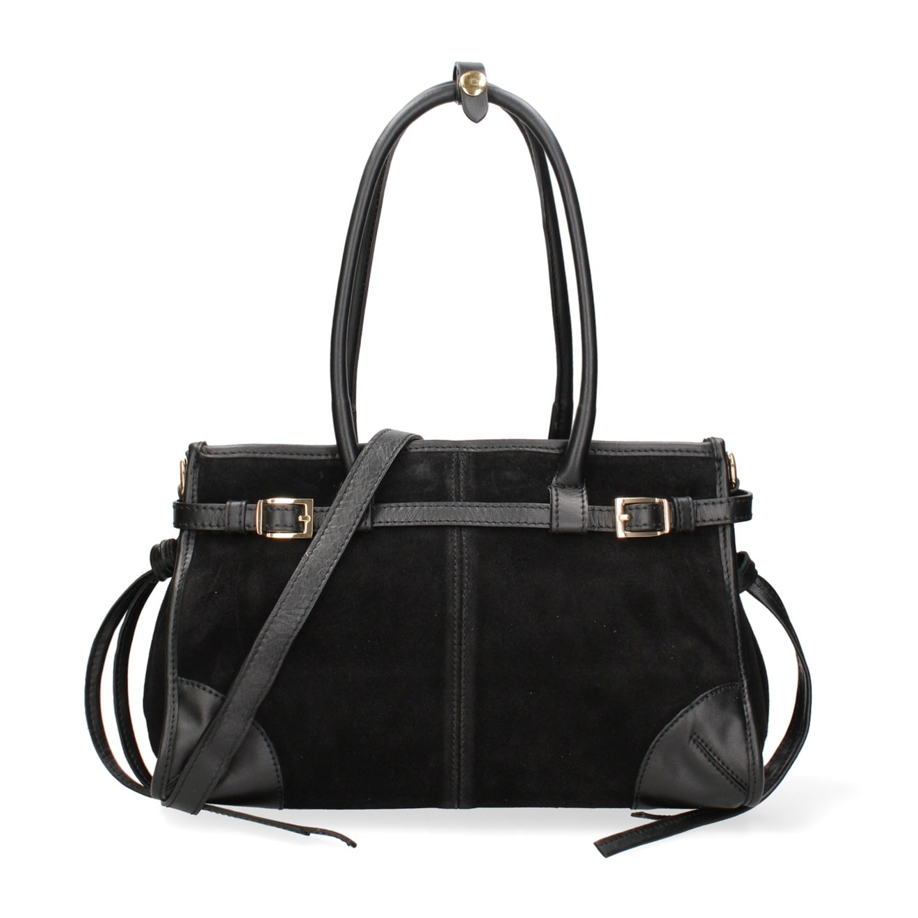 Borsa a spalla da donna Made in Italy - Modello Novara Ultra - Pelle scamosciata - 31.5 x 20.0 x 14.0 cm