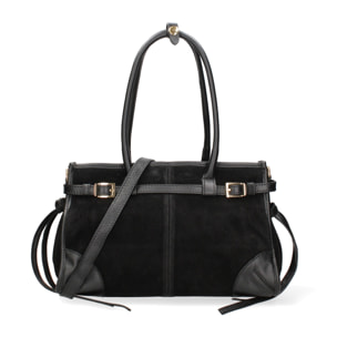 Borsa a spalla da donna Made in Italy - Modello Novara Ultra - Pelle scamosciata - 31.5 x 20.0 x 14.0 cm