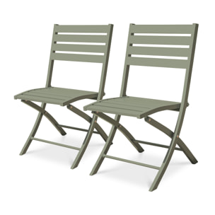 MARIUS - Lot de 2 chaises de jardin en aluminium vert kaki