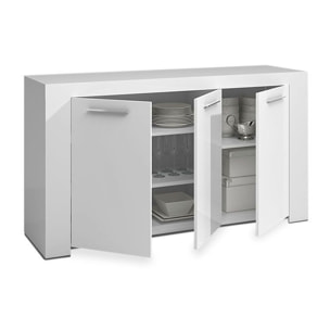 Aparador de 3 puertas con gran espacio de almacenamiento en blanco artik 144 cm Ambit Blanco Artik (Blanco Mate)