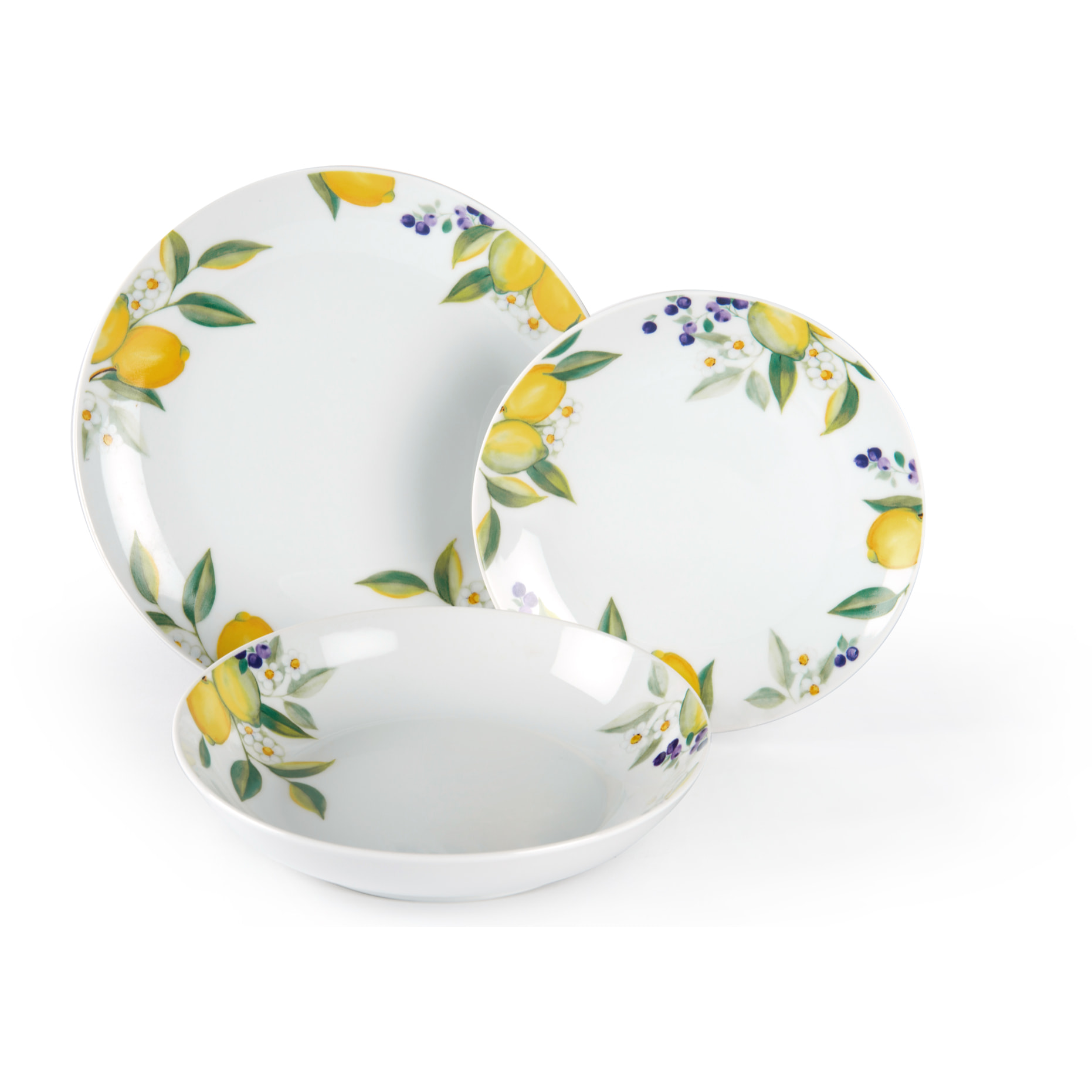 Servizio piatti 18 pezzi Excelsa – Lemon, Porcellana Bianco