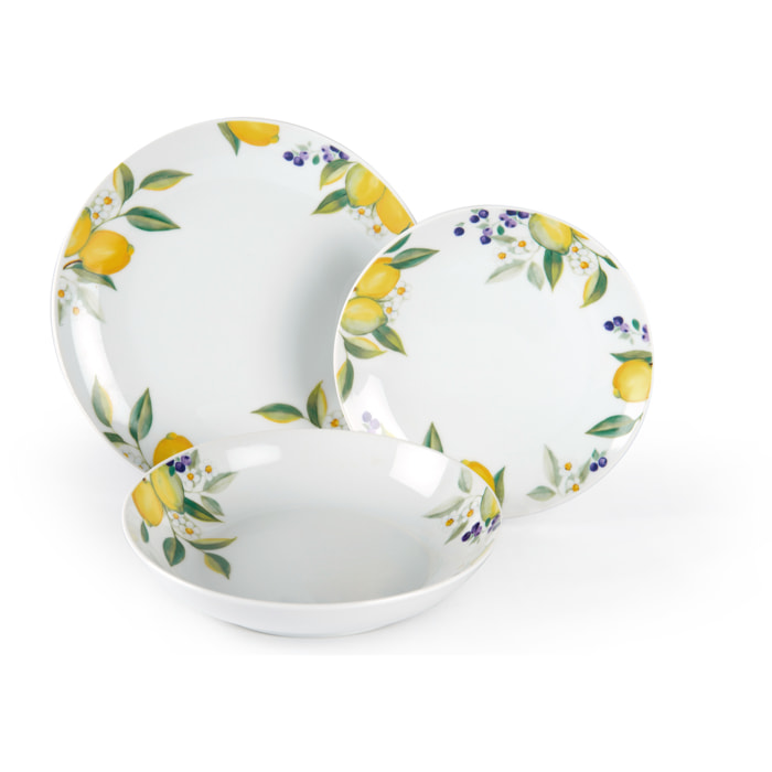 Servizio piatti 18 pezzi Excelsa – Lemon, Porcellana Bianco