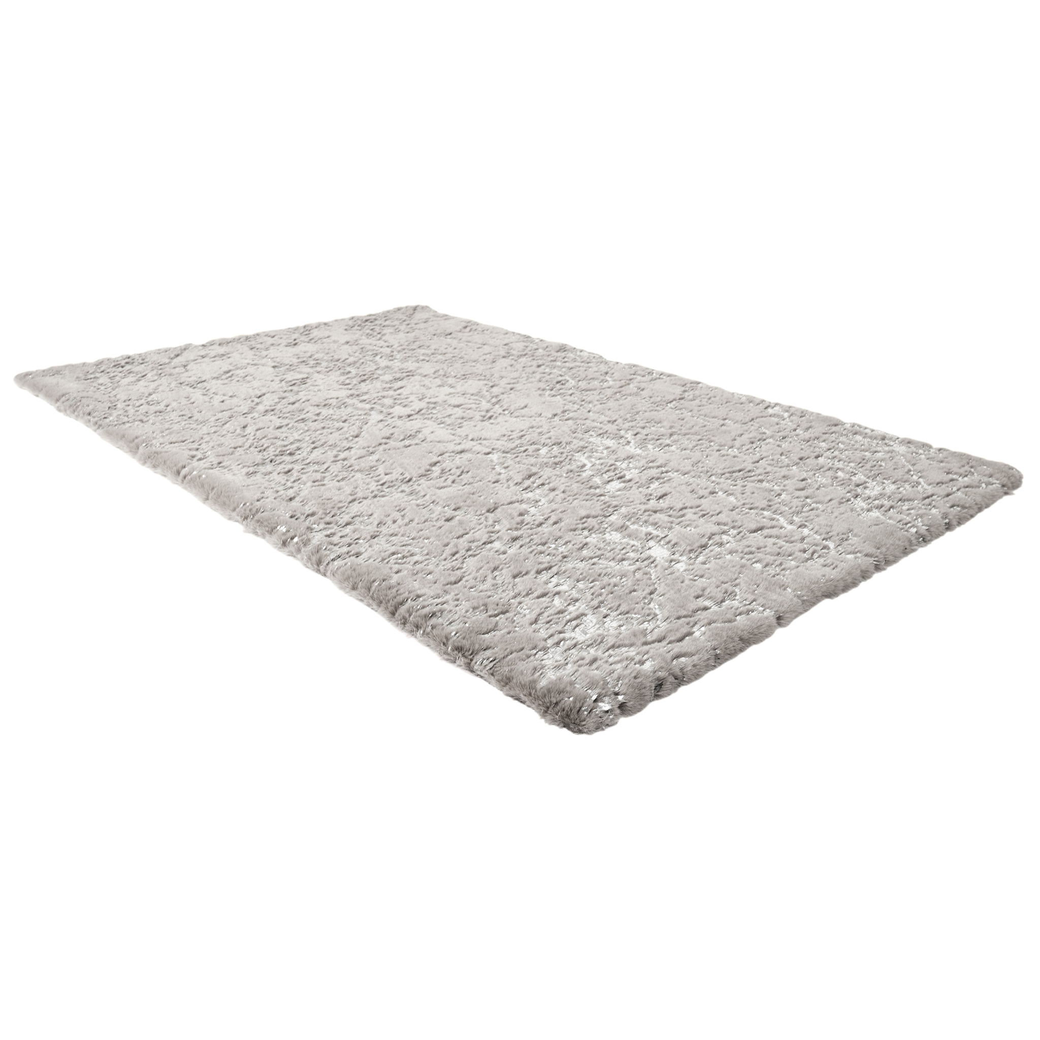 Tapis Imit Fourrure Imp Argente Gris 120x170cm