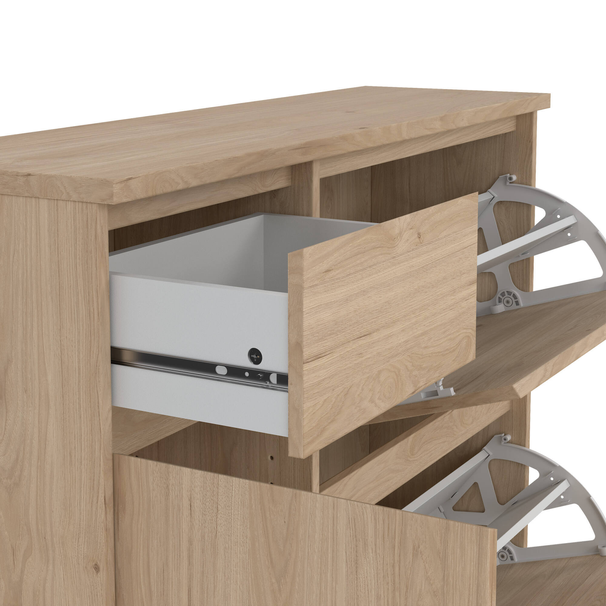 Scarpiera Todd, Mobile portascarpe, Armadio da ingresso multiuso, Mobiletto per calzature, 109x32 h93 cm, Rovere