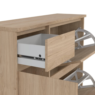 Scarpiera Todd, Mobile portascarpe, Armadio da ingresso multiuso, Mobiletto per calzature, 109x32 h93 cm, Rovere