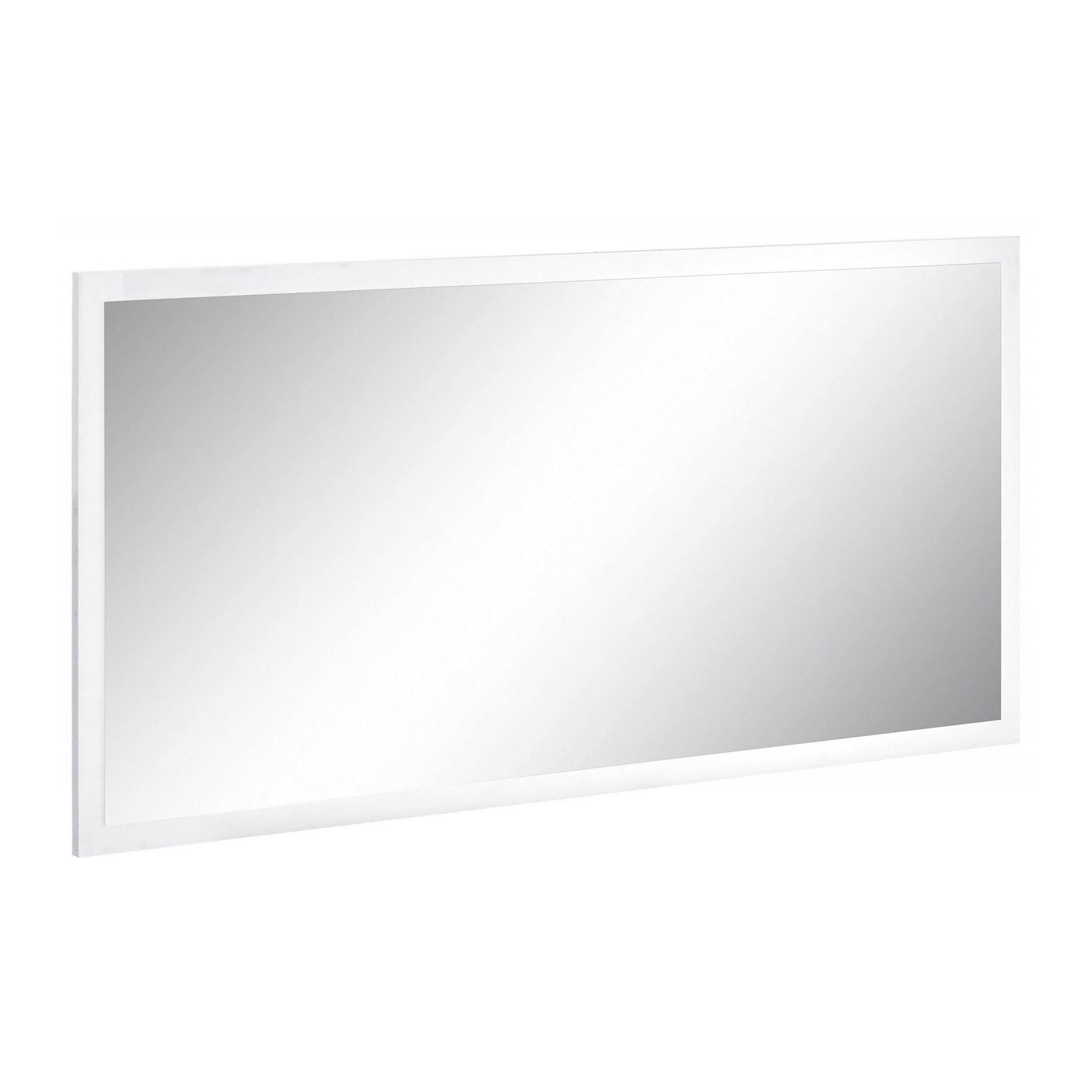 Specchiera da parete con cornice, Made in Italy, Specchio da bagno, cm 120x2h60, colore Bianco lucido