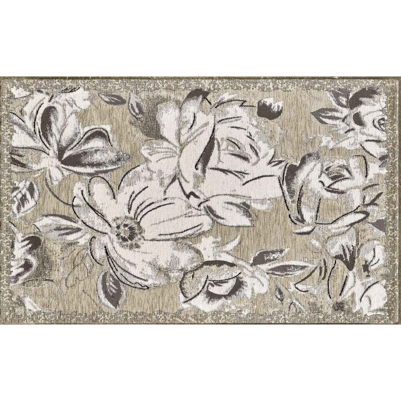 Tappeto Lavabile Dis. Floreale Classico Tortora