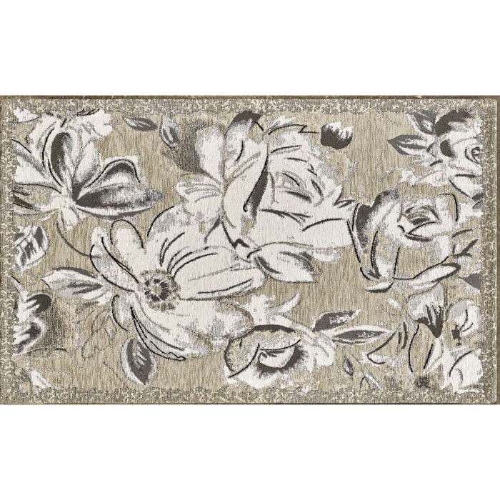 Tappeto Lavabile Dis. Floreale Classico Tortora