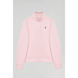 Sudadera de media cremallera rosa con logo Rigby Go