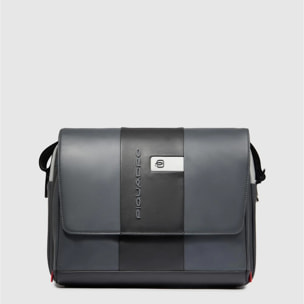 Piquadro Sac coursier d'ordinateur en cuir avec poche pour AirPods®, protections antichoc et RFID