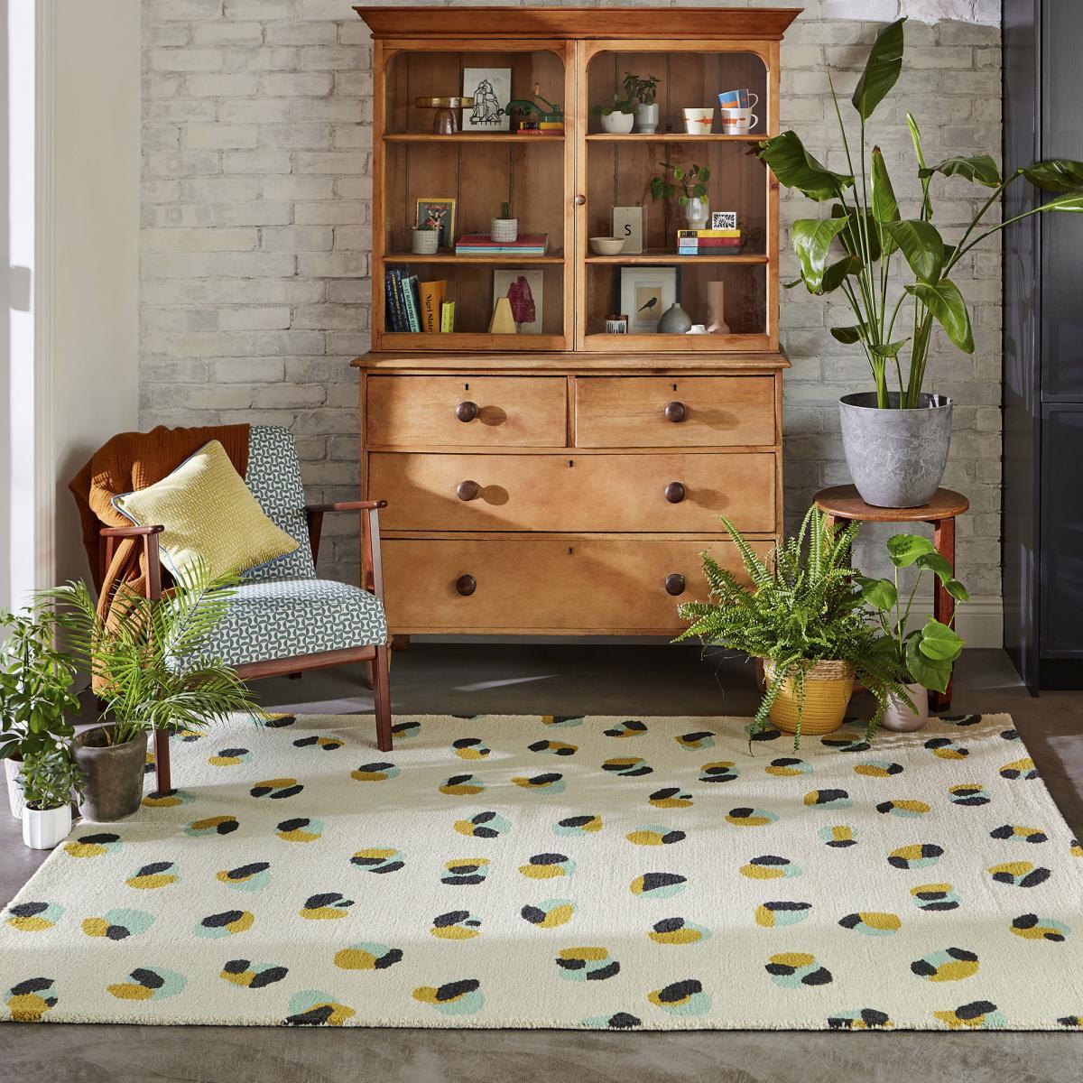 Tapis salon et chambre fait à la main en laine motif simple DORMEUX