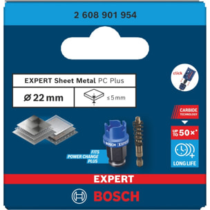 Scie trépan expert carbure précis métal D.22mm - BOSCH - 2608901954