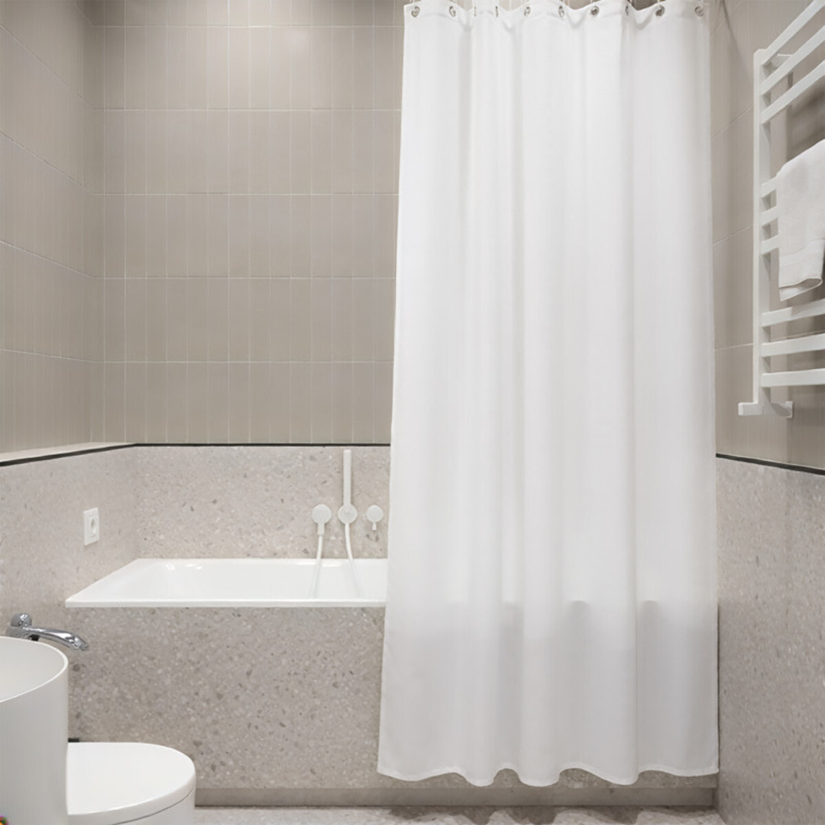 Rideau de douche Polyester PRIMO Blanc Spirella