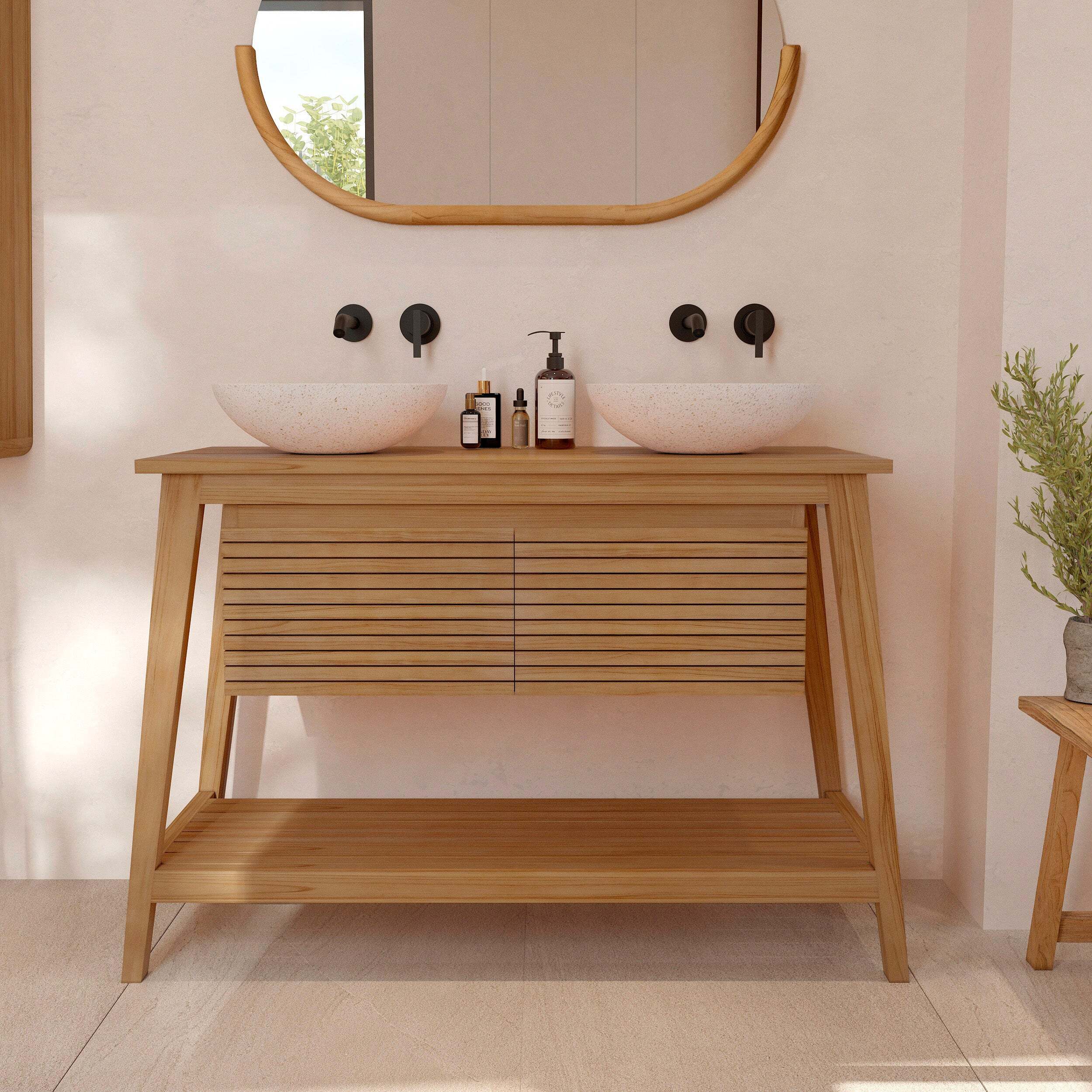 Meuble de salle de bain en bois de teck 120 cm - César