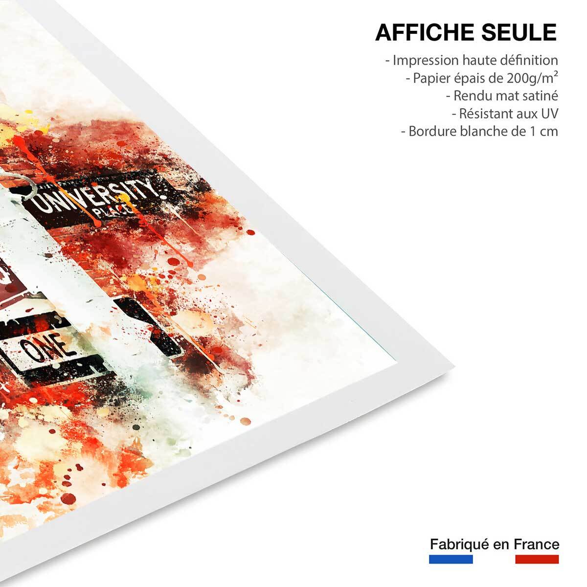 Affiche traffic lights university place Affiche seule