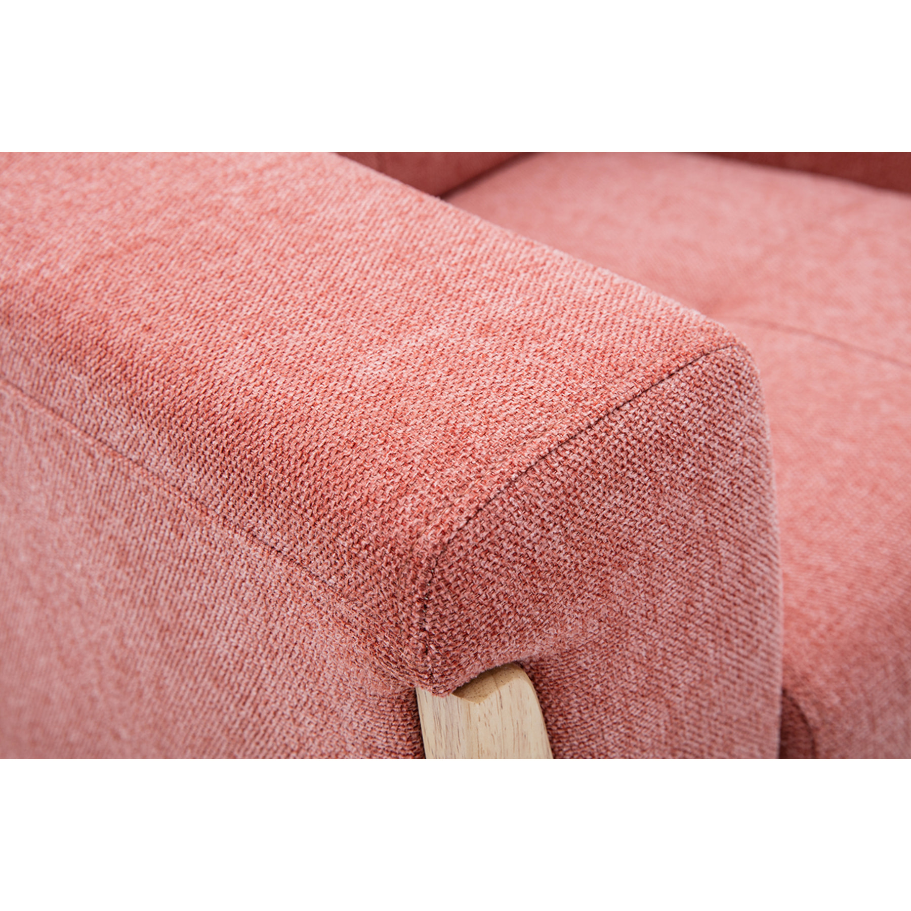 Fauteuil scandinave en tissu terracotta et bois clair FJORD