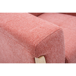 Fauteuil scandinave en tissu terracotta et bois clair FJORD