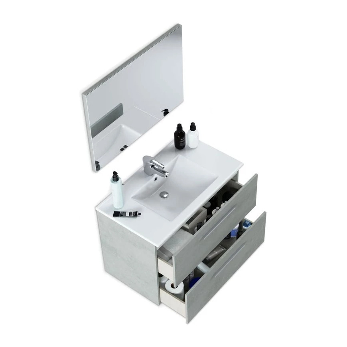 Mueble de baño Aruba 2 cajones + espejo Cemento
