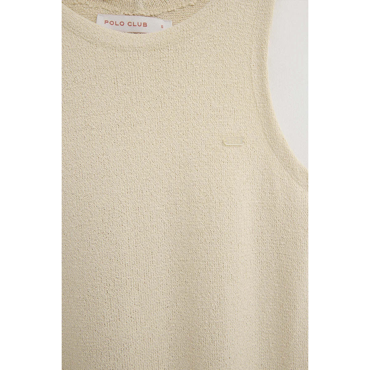 Vestido color crema de punto rustico con logo Polo Club